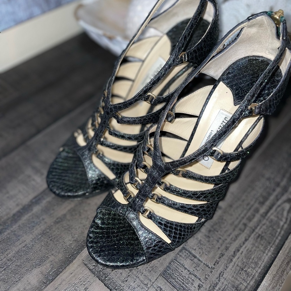 Jimmy Choo Beautiful Emerald Green Python Shoes S… - image 5